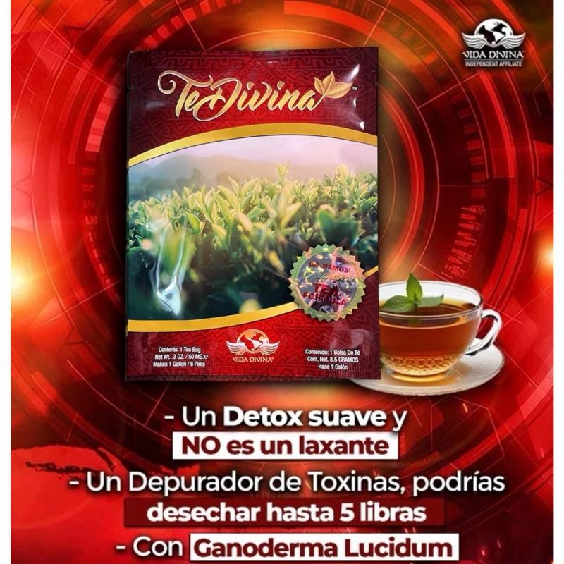 Té Divina Original Detox Herbal Tea 1 Sachet 1 Week Caffeine-Free Natural Infusion for Detoxification & Healthy Digestion Beverage Drink
