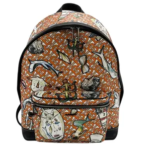 Pre-owned BURBERRY Coated Canvas Backpacks Backpack Orange TB E26022111