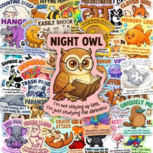 50pcs Cute Cartoon Animal Stickers, Suitable for Scrapbooks, Diaries, Laptops, Water Bottles, Cars, Etc. A Gift with A Positive Message and Based on Beliefs, Decal for Cars