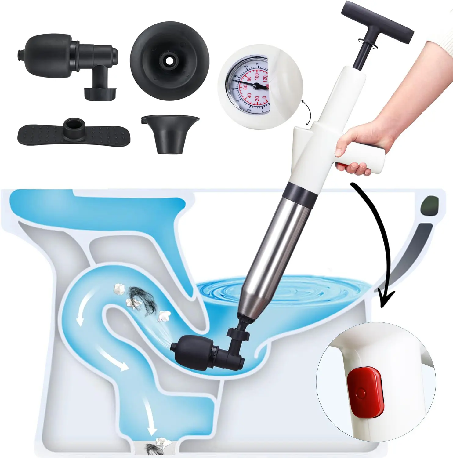 High Pressure Toilet Plunger,Plunge Blaster High Pressure Toilet Plunger,Plunge Blaster