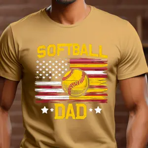 Softball Dad with American Flag Direct To Film Print, DTF Print, Ready To Press Print For T-Shirts
