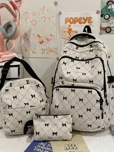 2026 New College Style Cute Bow Backpack Shoulder Bag, Versatile Crossbody Small Bag, Multiple Colors Available, Three-Piece Set