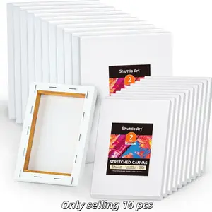 Ten-Pack Stretch Canvas Set, Multiple Sizes Available, Triple Primed Acid-Free 100% Cotton Blank Canvas, Art Supplies for Oil, Acrylic, Watercolor