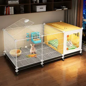 Large Indoor Rabbit Cage with Cleaning Tray, Durable Pet Hutch for Holland Lop Rabbits, Guinea Pig House, Hamster Cage Habitat, Easy to Clean Design