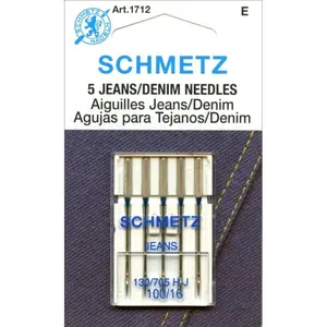 Schmetz 5pk Size 100/16 Jeans Denim Sewing Machine Needles 1712 130/705H-J 15x1