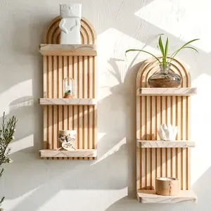 Wooden Arch Shelf, 1 Count Wall Mounted Decorative Storage Rack, Modern Home Decor for Living Room Bedroom, Home Organizer