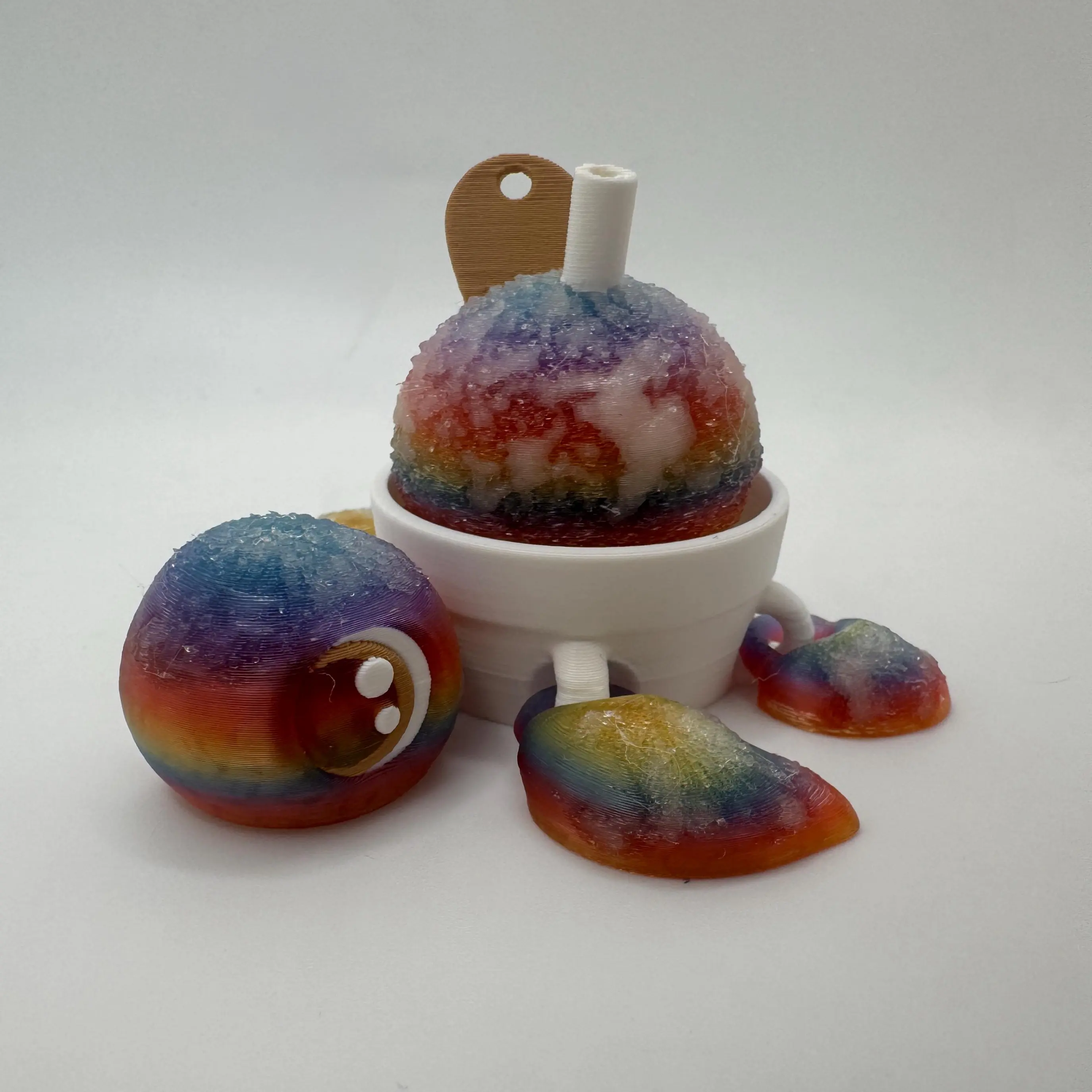 3D Printed Snowcone Clicker Turtle, Rainbow Snow Cone Turtle Fidget, Cute Summer Desk Buddy, Sensory Clicker Toy, Kawaii Turtle Gift