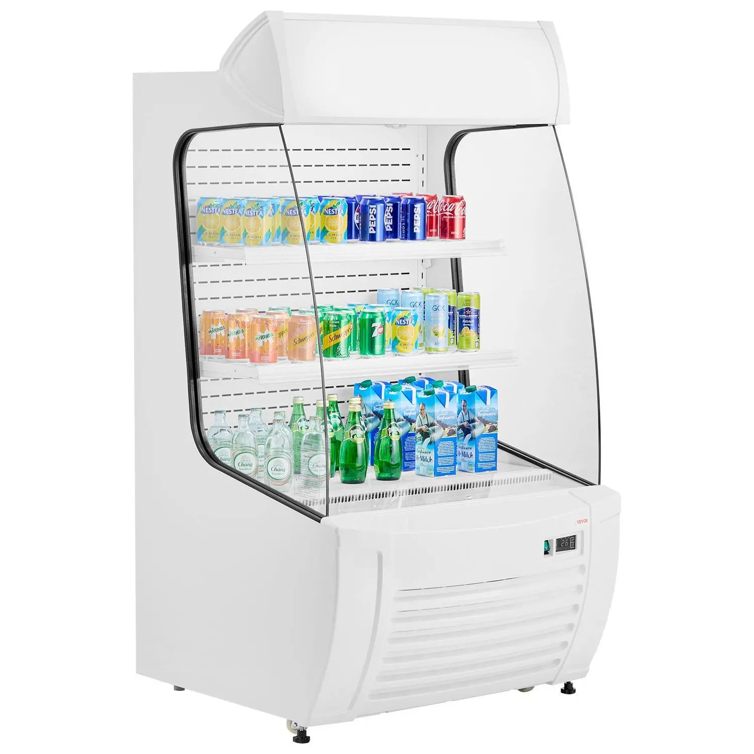 【DealsForYouDays】VEVOR Open Air Merchandiser, 2-Tier Shelving Commercial Refrigerator, Grab and Go Display Cooler Refrigerator with Air Curtain, LED Advertising Light, Fits for Restaurants, Stores, Office, 12.7cu. ft.