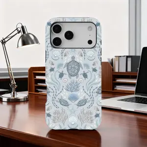234Coastal Sea Turtle and Shells iPhone Case Ocean Life Aesthetic Phone Case for iPhone 17 16 15 14 13 12 Pro Max Samsung S26 S25