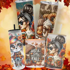 Just A Girl Who Loves Fall Tumblers And Glass Cups - Autumn Themed Drinkware with Pumpkin and Sunflower Designs