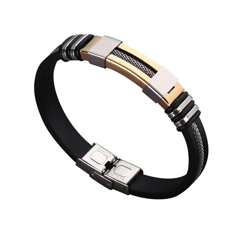 4-pcs Custom Grind Men's Cuff  | Hypoallergenic Steel + Silky Silicone Band