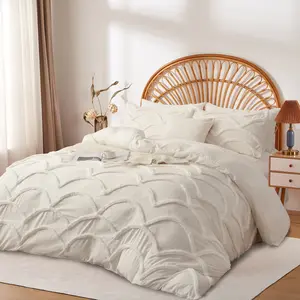 Water ripple pattern Duvet Cover Set, Boho Tufted Comforter Sets with Zipper Closure, Including1 Duvet Cover & 1/2 Pillowcase without Filler, Soft Comfortable Bedding Set for Home Bedroom, Microfiber Bed Set