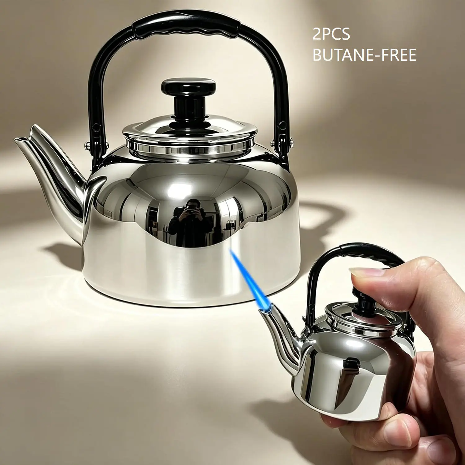 (No butane) Metal Shell Portable Lighter, Direct Blue Flame Lighter, Fun Shape, Windproof And High Temperature, Adjustable Flame, Gift For Men and Women, For Wedding, Party, Cooking, Camping, Lighting Candles