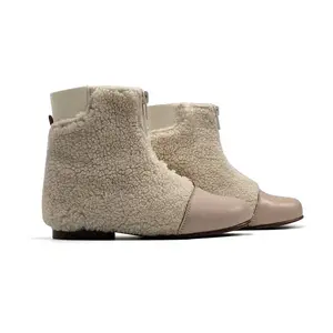 LMDI Beige Fur Zipper Bootie