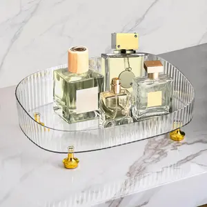 Perfume Organizer, Bathroom Vanity Tray, Makeup Trays for Dresser Top, Countertop Decorative Plastic Decor Tray, Perfume Organizer for Women, organizador de perfumes (Clear)