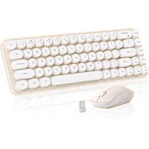 i68  Keyboard and  Combo, Retro Typewriter Style Keyboard with Round Keycaps, 2.4GHz Connection with  PC Desktops Laptop WindowsxP/7/8/10 (Yellow)