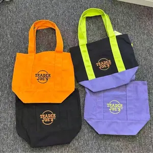 4PCS Canvas Tote Bag Halloween Letter Pattern Casual Y2K Style Multicolor Shopping Bag With Pockets Duty Sublimation Blank Small Reusable Tote For Crafts DIY