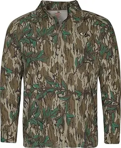 Mossy Oak Men's Hunting Shirts Lightweight Camo Tibbee Tech Stretch Quarter Zip 3 1B3