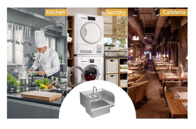 [ FLASH SALE ] ROVSUN 17" x 15" Wall Mount Stainless Steel Hand Wash Sink with Side Splash