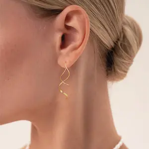 Rotnso Elegant Gold-Tone Spiral Earrings for Women Stylish Minimalist Design Perfect for Everyday Wear Gold-Tone Metal Minimalist Style