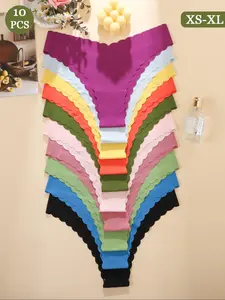 Women's Triangle Panties Set, Pure Color Solid Leopard Pattern, All Season Everyday Fitted Design, Breathable & Comfortable Innerwear