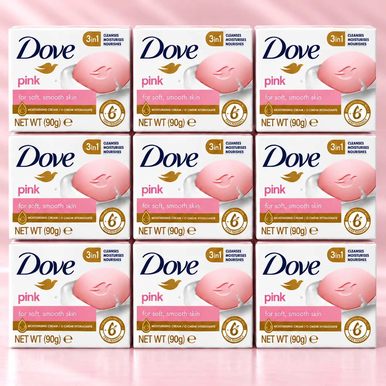 Dove Pink Beauty Bar (3.17 oz / 90 g) 3-in-1 Moisturizing Cream Cleansing Bar for Soft Smooth Skin - Nourishing Hydrating Gentle Body Wash Bar Soap Skin Care Daily Cleanser