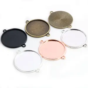 New Fashion  10pcs 25mm Inner Size Clear Silver Plated 5 Colors Cameo Cabochon Base Setting Charms