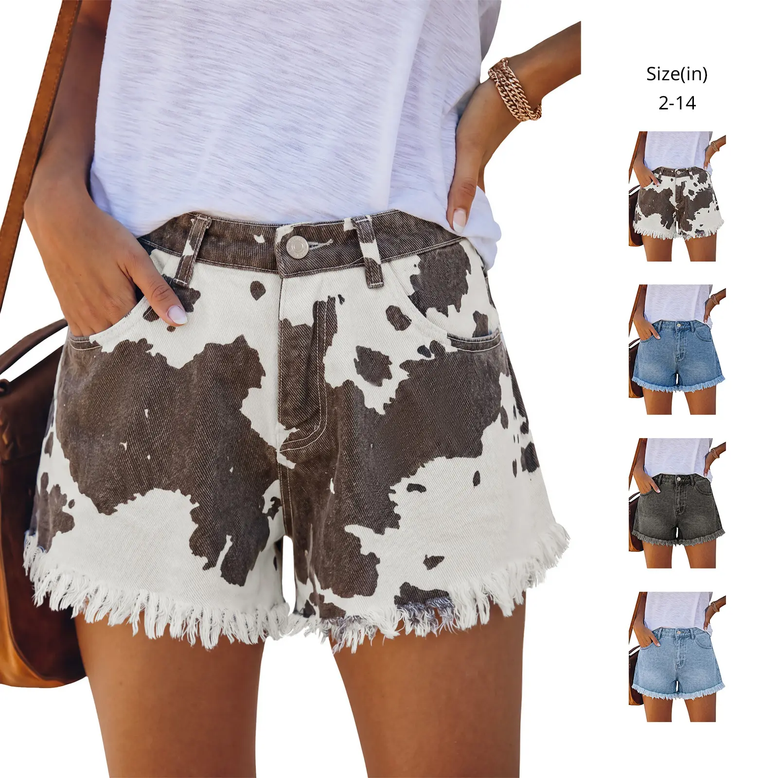 Tankaneo Jean Shorts for Women Summer Elastic High Waisted Raw Hem Denim Shorts Casual Stretchy Hot Jorts