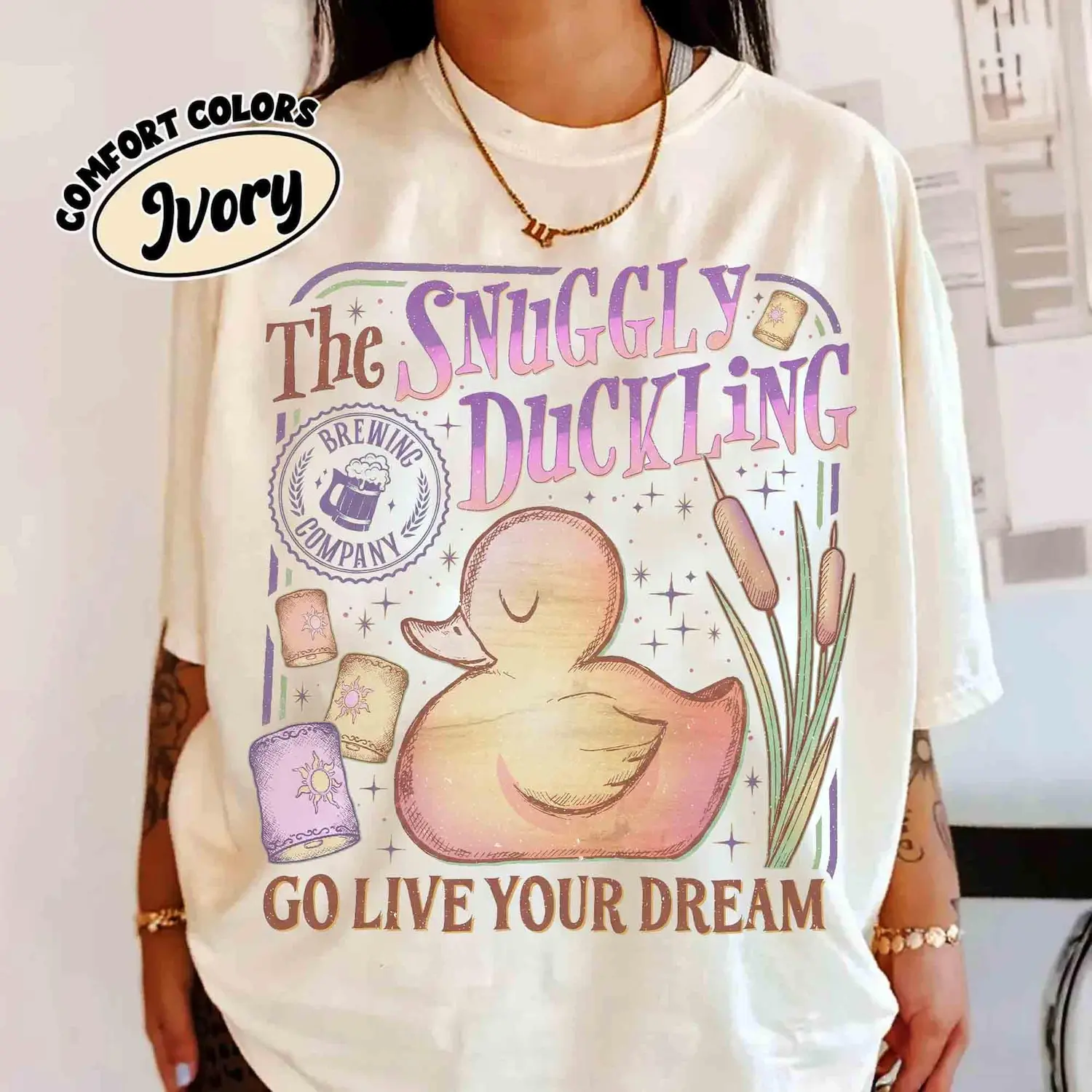 Vintage The Snuggly Duckling Brewing Shirt, Magic Kingdom Go live Your Dream Quote Tee, Tangled Princess Lantern Shirt, Magic Kingdom Matching Trip