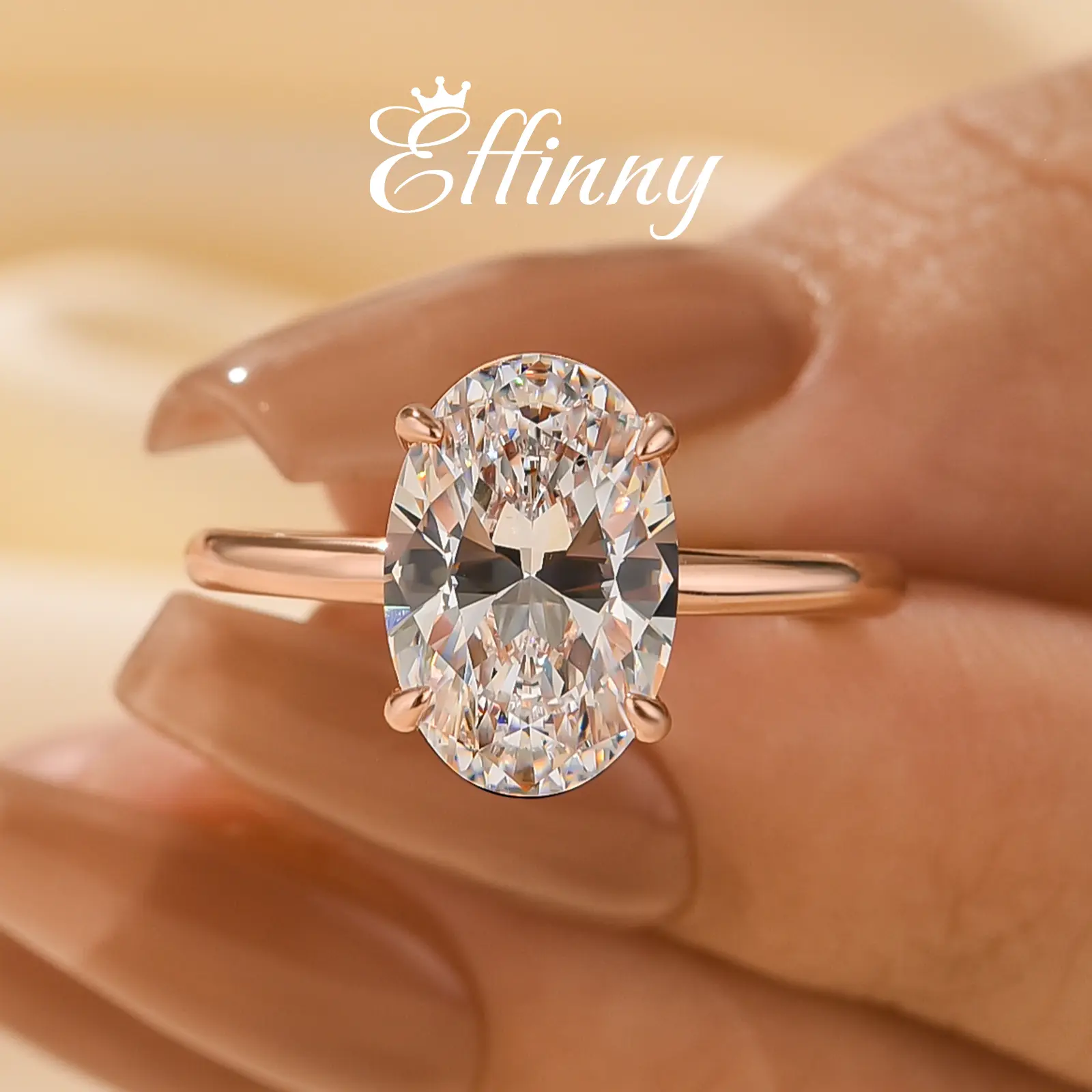 Effinny Jewelry 3.5ct Solitaire Oval Engagement Ring for Women,S925 Sterling Silver Promise Ring, Wedding Promise Rings, Adults