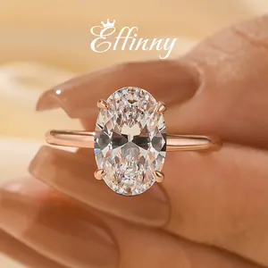 Effinny Jewelry 3.5ct Solitaire Oval Engagement Ring for Women,S925 Sterling Silver Promise Ring