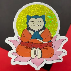 Snorlax Buddha Glitter Sticker