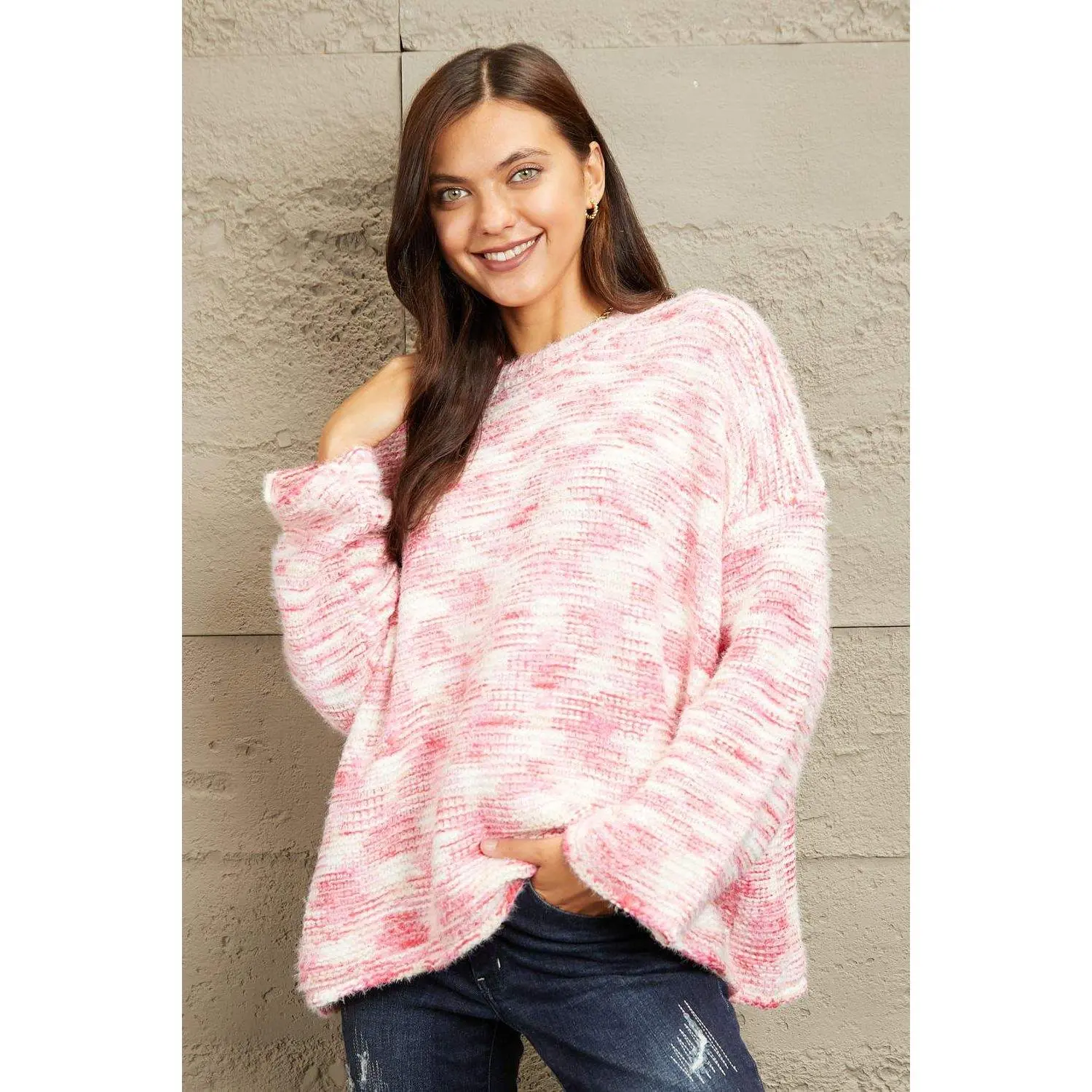 e.Luna Fuzzy Chunky Knit Sweater