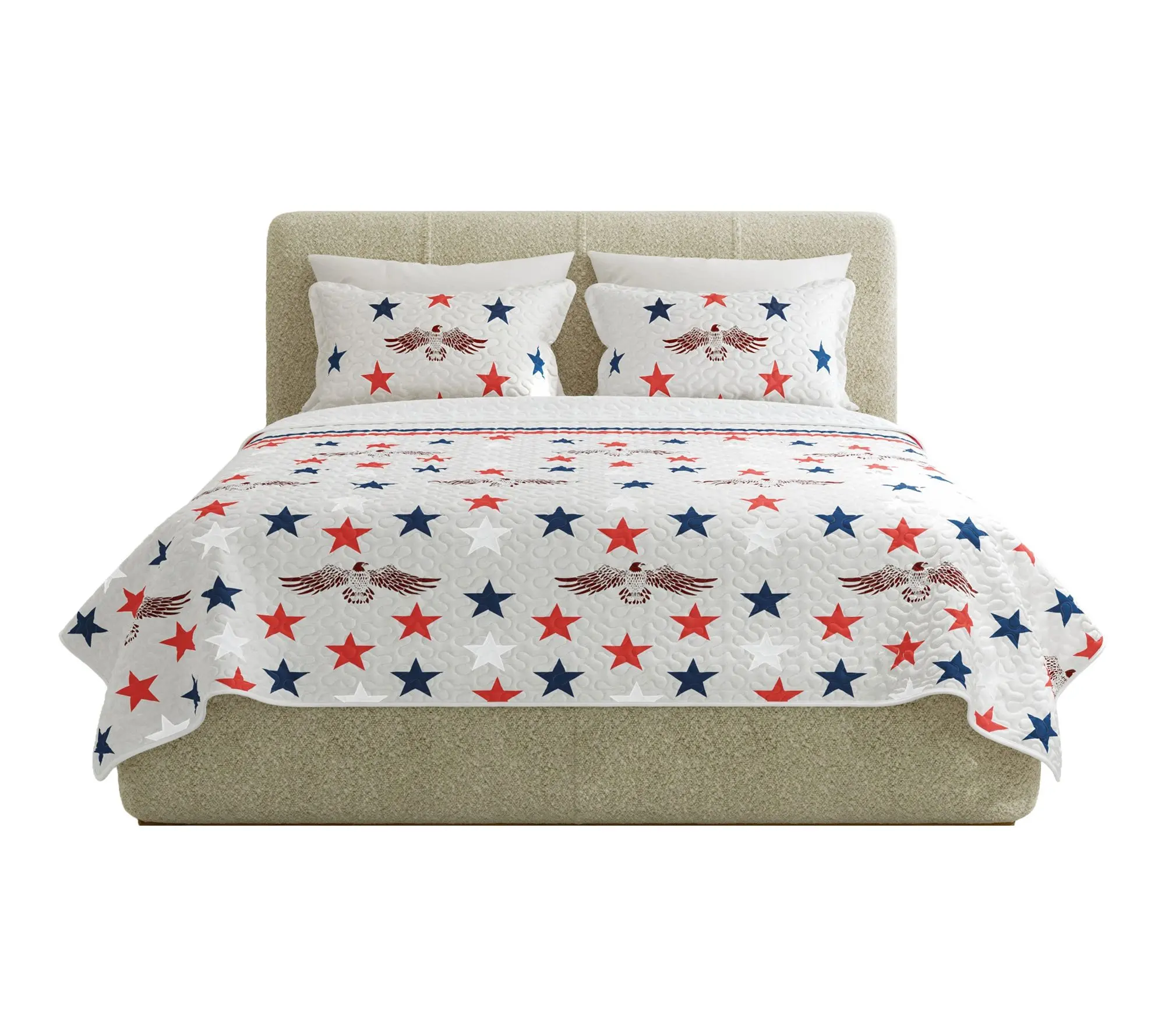 Lavish Home 3-Piece Queen Quilt Set Patriotic Star Pattern