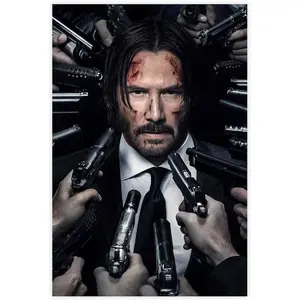 John Wick Gun Painting Movie Poster Wall Art Print Canvas Poster Wall Art Decor Print Picture Paintings for Living Room Bedroom Decoration 24x36inch(60x90cm)