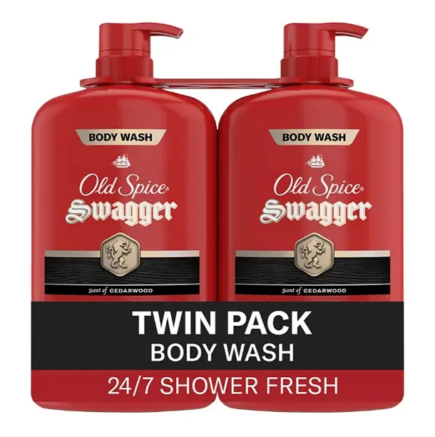 Old Spice Men's Swagger Body Wash Pump, Cedarwood Scent, 24/7 Shower Fresh, 2 pk./34.3 oz.