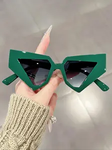 Unisex Vintage Geometric Frame Glasses, Trendy Casual Glasses for Everyday Use, Fashion Accessories for Outdoor Activities, Fashionable Sunglasses