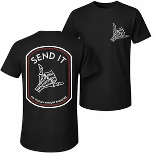 This Men's Pure Cotton Short-Sleeve T-Shirt Features The Graphic "Send It Skull." A Stylish Unisex Piece Suitable For Both Men And Women, Its Classic Crew-Neck Design Makes It A Versatile Wardrobe Staple For All Four Seasons.