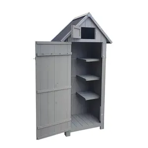 Wood Outdoor Storage Organizer with Shelves, Natural Color, 30.31"X20.48"X65.75", Ideal for Backyard Patio Use