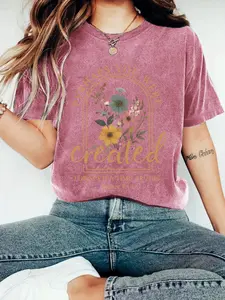 Women's Vintage Christian Bible Verse Shirt, Short Sleeve Round Neck T-Shirt, Casual Summer Top, Soft Elastic Fabric
