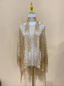Women's Solid Color Shawl & Chain Decor Poncho Set, Casual Fashionable Scarf & Cape Set for Daily Wear, Fashion Accessories for Women