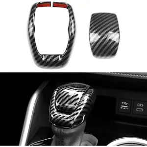 Toyota Carbon Fiber ABS Car Gear Shift Knob Cover Trim Fit for Toyota Highlander 2020 2021 2022 Compatible with Toyota RAV4 2019-2022 Car Interior Accessories