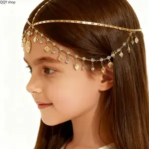 Bohemian Luxury Wedding Hair Chain Headband, Elegant Bridal Hair Jewelry, Sparkly Vintage Boho Headpiece, Delicate Fashion Hair Ornaments, Trendy Decorative Hair Accessories for Wedding Ceremony, Party Dating and Daily Girls Styling