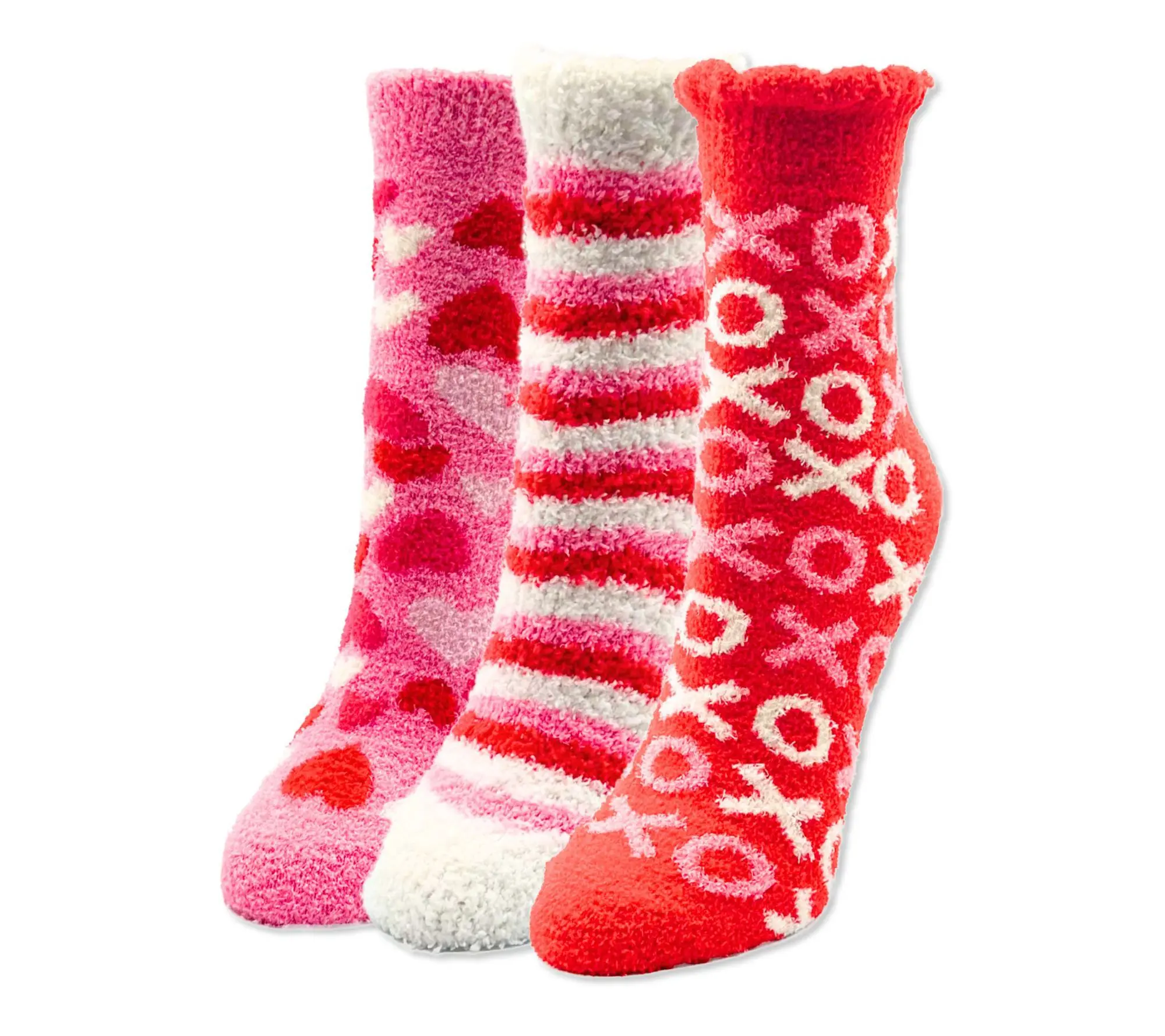 HALLMARK LADIES VALENTINES DAY 3PK MID CREW COZY SOCKS HALLMARK LADIES VALENTINES DAY 3PK MID CREW COZY SOCKS