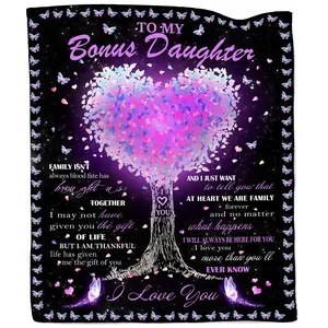 Bonus Daughter Gifts, Step Daughter Gifts from Stepmom Stepdad, Bonus Daughter Birthday, to My Bonus Daughter Gifts throw Blankets 60X50