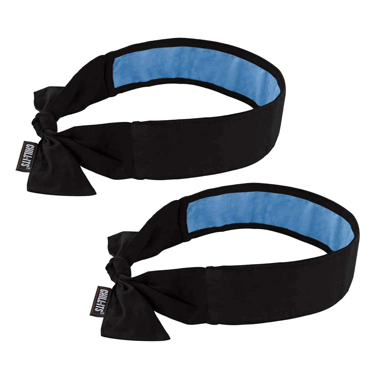 Chill Its 6700CT Cooling Bandana Black 2-Pack, Evaporative PVA Lined for Fast Relief, Adjustable Tie Fit, 35.5in l x 2in b/90.2cm l x 5.08cm b, Activates with Water, All Seasons Use, Adjustable Fit, Comfortable