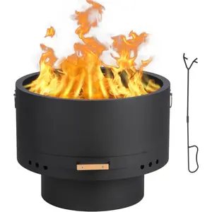 Gaomon Fire Pit Outdoor, Carbon Steel Wood Burning Fire Bowl with Grill Grate, High-Temp Coating, Porous Parts, Fireproof Mesh Cover, Easy Setup, Stable Burning, Multi-Fuel Design for Backyard & Patio Warmth & Casual Grilling