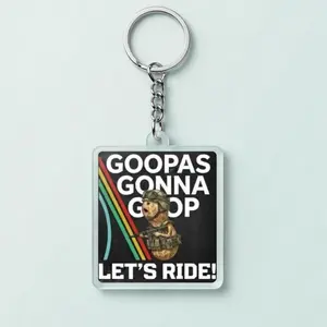 The Burnt Peanut GOOP Meme Keychain – “Live by the Goop, D.i.e by the Goop” Viral Internet Quote Charm, Collectible Accessory Gift for Meme Lovers, Gift for Streamer Fans, Gift for Gaming Community, Gift for Internet Culture Collectors