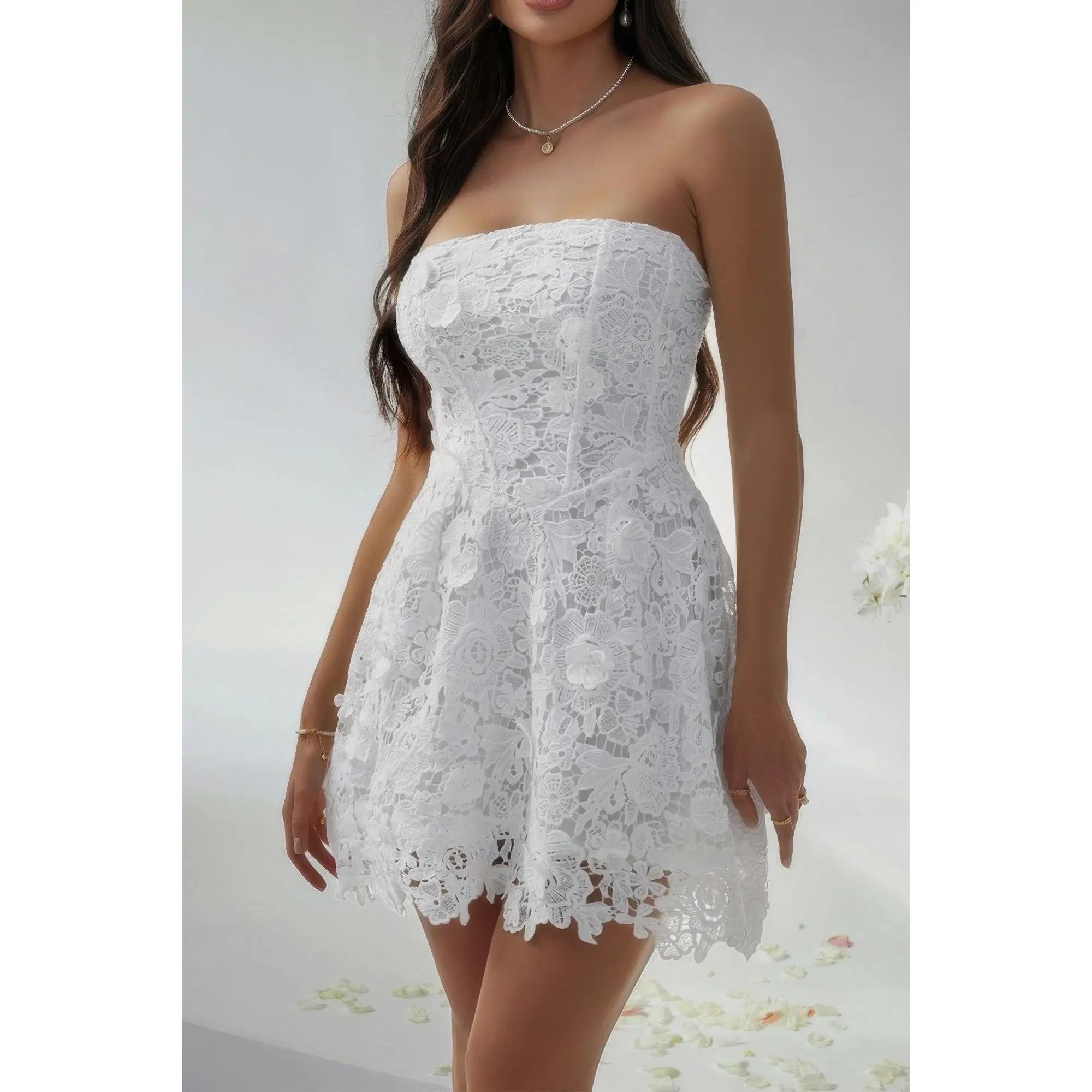 v neck dress midi Kylen Cream V-Neck Midi Dress – Club L London main image 1