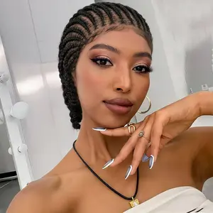 DOSAY Short Cornrow Synthetic Bob Crochet Braided Wigs Full Lace Front Wig Colored Braiding With Curly Wavy Hair Ends For Black Women 8''